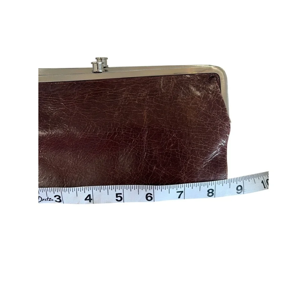 Hobo International Double Frame Wallet Brown Distressed‎ Leather Clutch